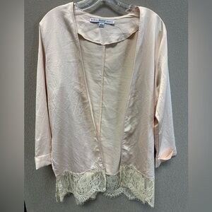 Hyfve sexy open front silk and lace top. Cream/off white